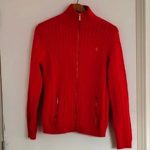 RALPH LAUREN RED COTON CARDIGAN SIZE X LARGE